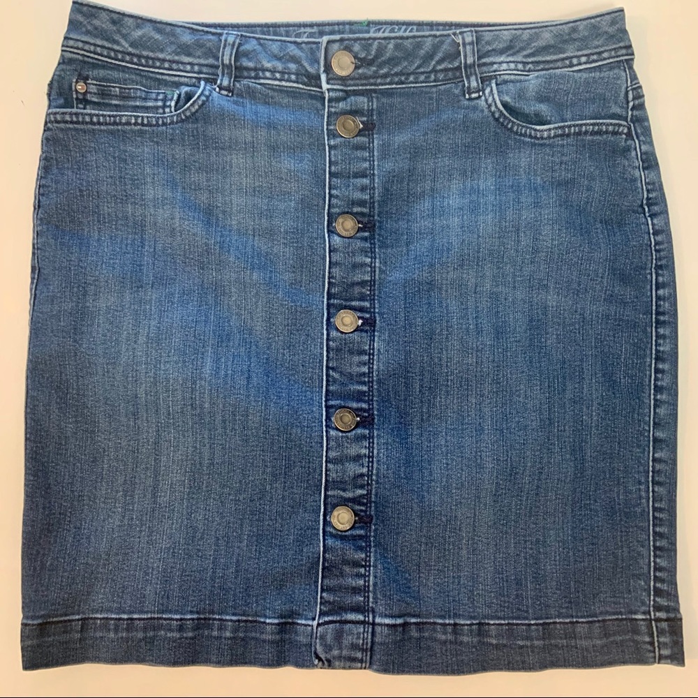 Tommy Hilfiger Blue Denim Jean Button Front Skirt
